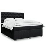 vidaXL Box spring postelja z vzmetnico črna 180x200 cm blago | Shoptok.si