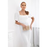 Kesi Włoski Women's dress gathered at the back with tied sleeves - white | Eponuda.ba