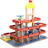 ECO TOYS drvena garaža s autićima i helikopterom Slike
