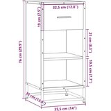 vidaXL Komoda boja hrasta 35,5 x 35 x 76 cm konstruirano drvo i metal | shoptok.hr