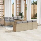  10-delni vrtni kavč z blazinami Bež poly rattan | Shoptok.si