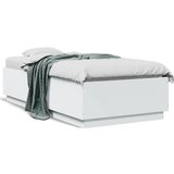 vidaXL Posteljni okvir z LED lučkami bel 75x190 cm inženirski les Cene