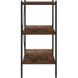 Police s 3 razine crne i boja drva 80 x 40 x 92 cm | Eponuda.com