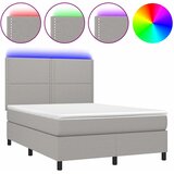  box spring s madracem LED svjetlosivi 140x200 cm tkanina | shoptok.hr