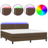  Box spring postelja z vzmetnico LED temno rjava 160x200cm blago, (20884266) | Shoptok.si