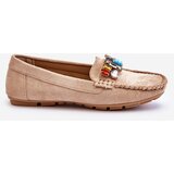 EVENTO Women's suede moccasins with crystals Beige Lucille | Eponuda.ba