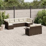  9-dijelni set vrtnih sofa s jastucima poliratan smeđi | shoptok.hr