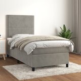 The Living Store Box spring postelja z vzmetnico svetlo siva 100x200 cm žamet - Box Spring Postelja, (21488583) Cene