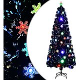 vidaXL Novoletna jelka z LED snežinkami črna 240 cm optična vlakna | Shoptok.si