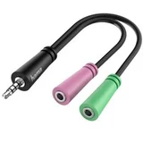 00200352 utičnica audio priključni kabel [1x 3,5 mm banana utikač - 2x priključna doza za 3,5 mm banana utikač] 0.15 m crna