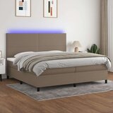 Krevet box spring s madracem LED smeđesivi 200x200 cm tkanina | shoptok.hr