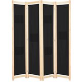 vidaXL Sobna pregrada s 4 panela od tkanine 160 x 170 x 4 cm crna Cijene