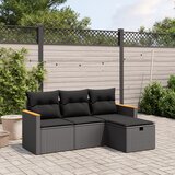 Maison Chic Seti vrtnega pohištva - Vrtna garnitura - Vrtni pohištvo set 4-delna z blazinami črna poli ratan, (21819404) | Shoptok.si