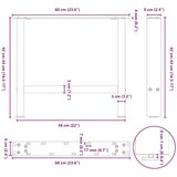  Noge za klubsko mizico bele barve 2 kosa 60 x (42-43) cm jeklo | Shoptok.si