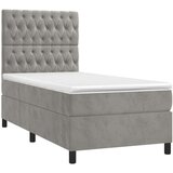 Box spring postelja z vzmetnico svetlo siva 80x200 cm žamet, (20846679) | Shoptok.si