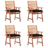 Maison Chic Zunanji Jedilni stoli - Vzorci stoli 4 kosi z blazinami trden akacijev les A2108, (22030623) | Shoptok.si