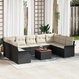  Sjedeća garnitura za vrt 10 kom. 9-Broj sjedala Crna i Krema 289 x 187,5 x 69 cm | Shoptok.si