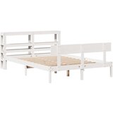 vidaXL Posteljni okvir z vzglavjem bel 150x200 cm trdna borovina, (21292327) | Shoptok.si