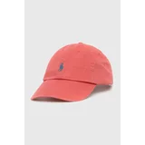 Polo Ralph Lauren Bombažna bejzbolska kapa rdeča barva