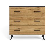 Marckeric Crna/natur niska komoda u dekoru hrasta 80x72 cm Indus - Cijene