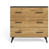 Marckeric Crna/natur niska komoda u dekoru hrasta 80x72 cm Indus -