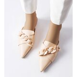 Gemre Beige Elegant Mules with Chain Patenaude | shoptok.hr