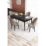 Hanah home trpezarijski set Elf, sto na razvlačenje i 4 stolice, ploča u dekoru crnog mermera, kapućino tkanina Babyface | Eponuda.com