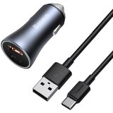 Baseus Hitri avtopolnilec 40W PD QC USB-C / USB + USB-C kabel siv, (21580751) Cene
