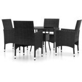  5-dijelni vrtni blagovaonski set od poliratana crni | shoptok.hr