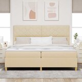  LED Box Spring Krevet s uzglavljem Krema 200 x 200 cm tkanina | shoptok.hr