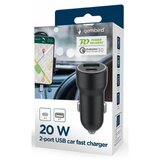 Gembird TA-UC-A2PDQC20-CAR-01 2-port USB car fast charger, Type-C PD, 20 W, black | Eponuda.com