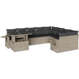 Maison Chic Seti vrtnega pohištva - Vrtna garnitura - Vrtni pohištvo set 10-delna z blazinami sv. siv poli ratan, (21816100) | Shoptok.si