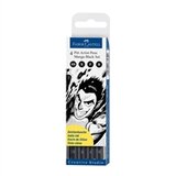 Faber-Castell Flomasteri Pitt Manga 199, crni, 4 komada | shoptok.hr