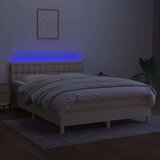  Krevet box spring s madracem LED krem 140x190 cm od tkanine | shoptok.hr