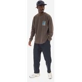 Gramicci Pamučne hlače Loose Tapered Pant boja: tamno plava, &amp;scaron;iroke, srednje visoki struk, G103.OGT-cream Slike