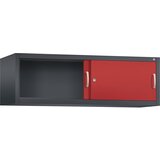 C+P ACURADO zgornja omarica z drsnimi vrati, VxŠxG 500 x 1600 x 500 mm, črno sive / ognjeno rdeče barve | Shoptok.si
