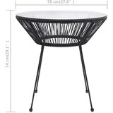  Vrtni blagovaonski stol crni Ø 70 x 74 cm od ratana i stakla | Eponuda.ba