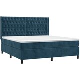 box spring s madracem LED tamnoplavi 160x200 cm baršun | shoptok.hr