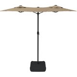  Dvostruki vrtni suncobran s LED svjetlima smeđesivi 316x145 cm | shoptok.hr