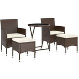 vidaXL Vrtna bistro garnitura 5-delna poli ratan in steklo rjava | Shoptok.si