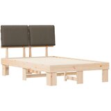 vidaXL Posteljni okvir z oblazinjenim vzglavjem Taupe 120 x 200 cm | Shoptok.si