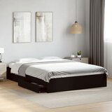 Maison Chic Posteljni okvir - Dvoposteljna postelja - Zakonska postelja s predali črn 150x200 cm inženirski les, (21694526) | Shoptok.si