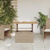  Vrtni stol bež 90x55x71 cm od poliratana i bagremovog drva | shoptok.hr
