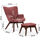Ropez Rdeč fotelj z naslonjalom za noge iz rebrastega žameta Niko – | Shoptok.si