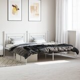 Maison Chic Kovinski Posteljni okvir - Dvoposteljna postelja - Zakonska postelja z vzglavjem bel 193x203 cm, (21693715) | Shoptok.si