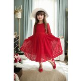 Dewberry N8712 Princess Model Girls Dress with Hat & Lace-RED Cijene