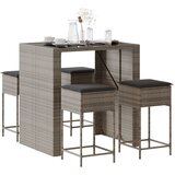 The Living Store Vrtna barska garnitura z blazinami 5-delna siv poli ratan - Vrtna Barska Garnitura, (21572473) | Shoptok.si