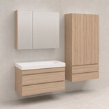 Kolpa San Naomi Set Delux 80cm Braon (Ormarić sa umivaonikom + Ogledalo/ormarić + Visoki ormarić) Cene
