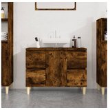  Omarica za umivalnik dimljen hrast 80x33x60 cm inženirski les | Shoptok.si