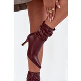 Boto Women's ankle boots on heel with ruched shaft zipper Bordeaux Ulisse | Shoptok.si